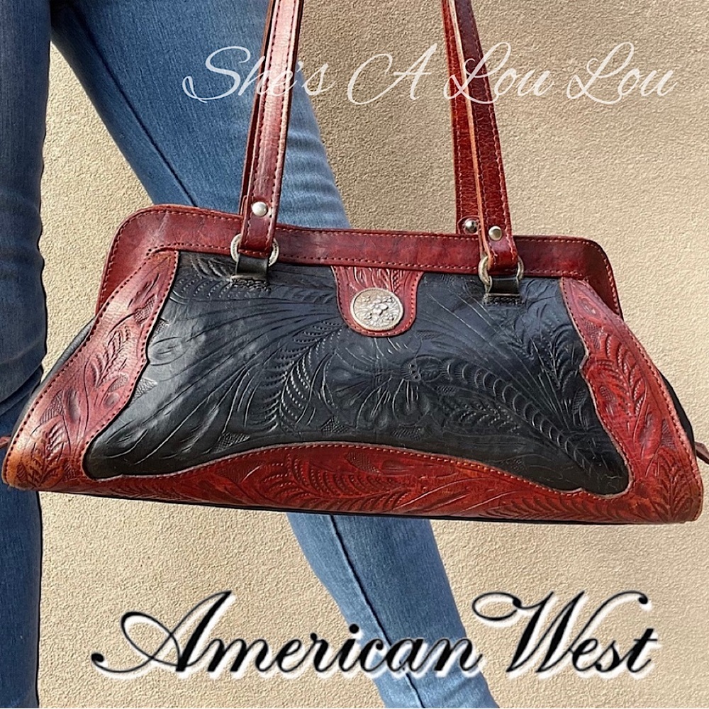 RARE 80’s Vintage American West Hand-Tooled Leather Bag - Made in Paraguay 🇵🇾